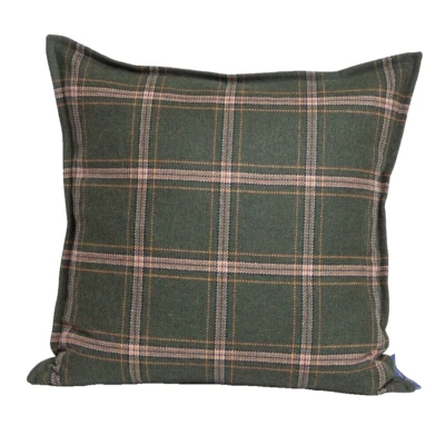 20" Square Luxury Designer Throw Pillow Cover Schumacher Blackburn Merino Plaid - Image 1 of 4
