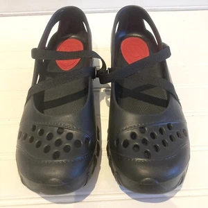 Skechers Black Rubber Plastic Mary Jane Hook & Loop Flats Size 8 Water Shoes - Picture 1 of 12