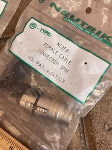 NEUTRIK NC3FX 3-Pin FEMALE Cable Mount Connector - NOS NEW OLD STOCK - Bild 1 von 6