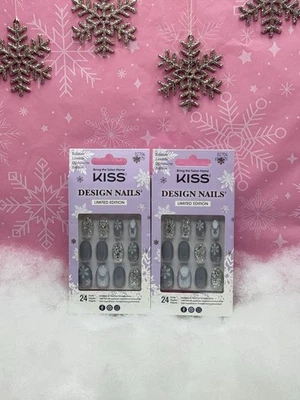 Kiss Design Nails Press-On 美甲指甲中号 24 节日圣诞节 X2 — 第 1/3 张图片