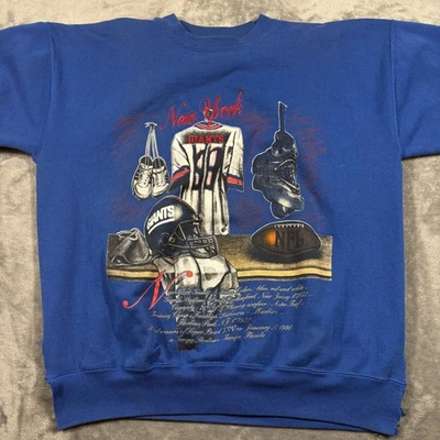 Moletom masculino vintage New York Giants XL azul noz-moscada futebol NFL manga curta - Imagem 1 de 4