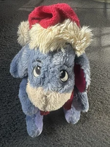 NWT The Disney Store Holiday Eeyore in Red Sparkle Hat Scarf 14" Stuffed Plush - Picture 1 of 14