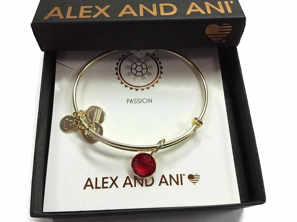 Alex and Ani July Color Code Siam Bangle Bracelet Shiny Gold NWTBC - Image 1 of 4