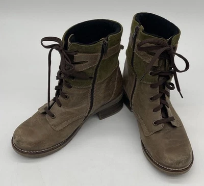 Dromedaris Kara Combat Tan And Olive Boots Women Size 40/9.5 - Image 1 of 4