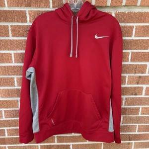Nike Sweatshirt Men’s L Red Hoodie Pullover Therma Fit Sweater Swoosh Adult - Picture 1 of 6