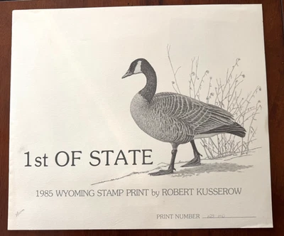 1985 WYOMING - First of State Duck Stamp Print, Signed & Numbered with 2 Stamps - Image 1 of 4