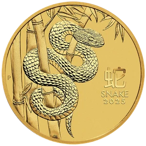 2025 Australia Lunar Series III Year of the Snake 1 oz Gold BU Coin - Picture 1 of 4
