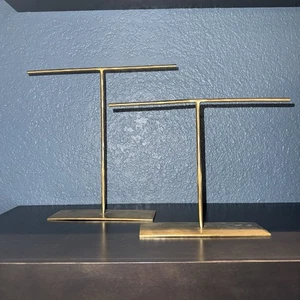 Set 2 Jewelry Stands Holders T Bar Organizers Necklace Bracelet Gold - Picture 1 of 9