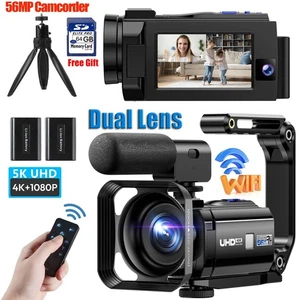 5K Digital Video Camera 56MP WiFi YouTube Vlogging Dual Lens Camcorder 16X Zoom - Picture 1 of 9