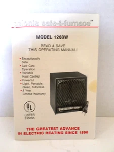 1988 Instruction Booket for Heater Model #1260W - Picture 1 of 4