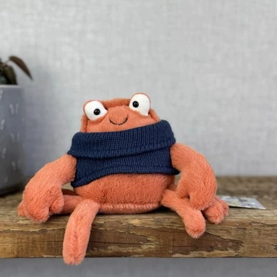 Jellycat Cozy Crew Crab - Orange Crab Beanie In A Jumper - Jellycat Crab 5" - Image 1 of 4