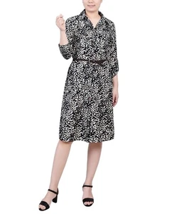 Camicia NY Collection Petite manica 3/4 rotolo linguetta - nero bianco quadrato TG PM - Foto 1 di 4