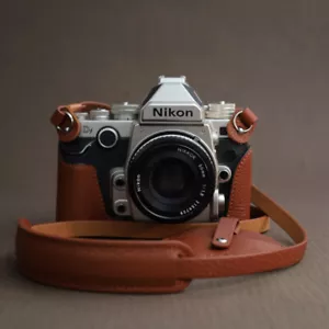 Genuine Real Leather Camera Bag Case Protect Cover Strap Belt Cap For Nikon DF - Picture 1 of 17