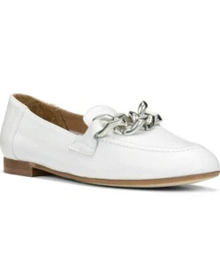 Donald J Pliner Women's Nolin Leather Chain Loafers Tumbled Leather White 6.5 M - Picture 1 of 7