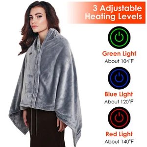 Wearable USB Heated Blanket Shawl, Portable Heated Blanket, 3 Gears 8 Heating - Picture 1 of 7