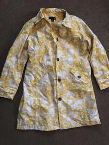 SUPER Sunshiny Cheery Lands End yellow+white rain coat / jacket - womens M 10-12 - Picture 1 of 1