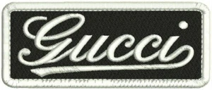 2x5 GUCCI STICKEREI PATCH AUFNÄHER HINTEN WEISS AUF SCHWARZ - Bild 1 von 2