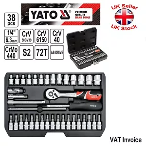 Yato Professional 38 pcs Ratchet Socket Set 1/4" Tools Toolbox YT-14471 - Picture 1 of 5