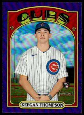 2021 Topps Heritage PURPLE Keegan Thompson Rookie Chicago Cubs #588 R139 - Image 1 of 2