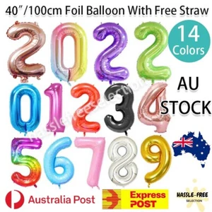 40''/100cm Letter Alphabet Number Foil Balloon Birthday Party Decoration Wedding - Picture 1 of 20