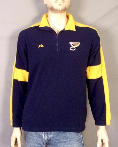 vintage 90s 00s Majestic NHL St Louis Blues 1/4 Zip Pullover Fleece Sweatshirt M Cover