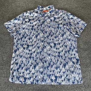 Tori Richard Sailboat Shirt Mens XL Blue Short Sleeve Button Up Hawaiian Casual - Picture 1 of 7