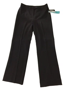 Women's black dress pants stretch straight leg flat front work pants 8P New - Picture 1 of 8