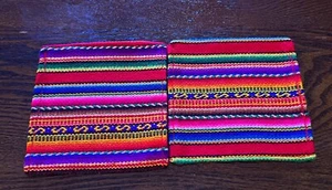 Aguayo Peruvian Artisan Handmade Fabric Coasters South America Unique- Set Of 2 - Picture 1 of 2