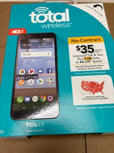 Total Wireless TCL LX 4G LTE Prepaid Cell Phone 5.3" 16GB BLACK 8MP - Picture 1 of 2