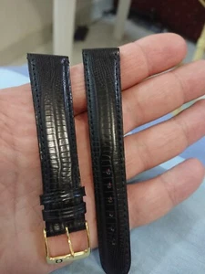 Omega Genuine leather strap black 18mm  NEW Swiss made 05 - Picture 1 of 7