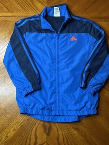 Adidas Boys 7 Jacket Blue windbreaker Long sleeve Sports Athletic Full zip mock - Picture 1 of 5