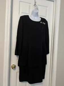 Patra Vintage Black Embellished Button Shift Dress Sz 12 - Picture 1 of 12