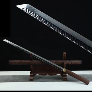 Ninja Samurai Shirasaya Straight Sword Katana Clay Tempered T10Steel Razor Sharp - Picture 1 of 10