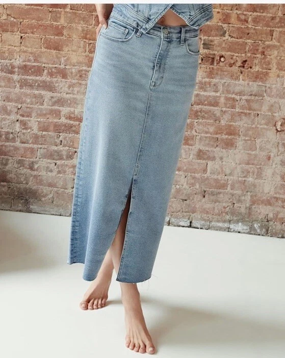 Kensie Vintage Lujo Mujer Midi Jeans Falda Talla 6/28 tiro alto Foto 1 de 4