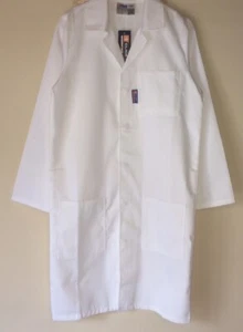 NEU HERREN WEISS POLYCOTTON ARBEITSKLEIDUNG LAGER LABOR GASTRONOMIE MANTEL OVERALL - Bild 1 von 1