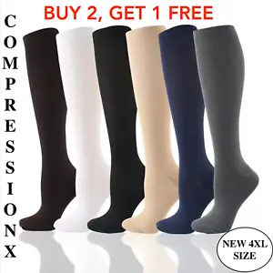Compression Socks Stockings Mens and Womens Knee High Medical Relief S/M-4XL - Picture 1 of 27