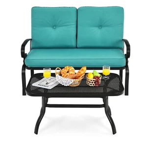 Patiojoy 2PCS Patio Conversation Set Outdoor Loveseat w/Coffee Table & Cushions - Picture 1 of 25