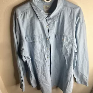 LL Bean Sunwashed Button Up Shirt Men's 2XL Tall Canvas Teal/Light Blue 270134 - Picture 1 of 13