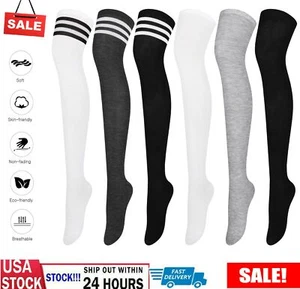 Ladies Women Thigh High Over the Knee Socks Extra Long Cotton Stockings Gift USA - Picture 1 of 18