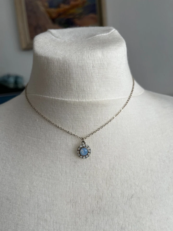 accessorize kette blau blume neu Swarovski Elements - Bild 1 von 3