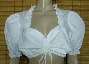 WEISSE DIRNDLBLUSE - TRACHTENBLUSE - SPITZE - COTTON/POL. - GR. 44 - 46 - Bild 1 von 1