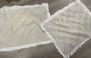 2 Pottery Barn Washed Velvet Lattice Quilted Standard Shams Silk Grayish Green - Picture 1 of 3