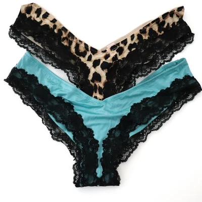 2 NEW Victoria's Secret Lace Rose Satin High-Leg Cheeky Panty Lot S SMALL - Image 1 of 4