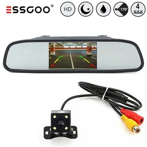 ESSGOO 4.3 Zoll LCD Rückspiegel Monitor + Einparkkameras Rückfahrkamera Auto KFZ - Bild 1 von 12