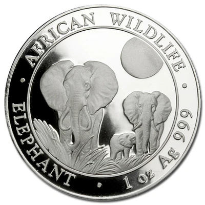 2014 SOMALI ELEPHANT  African Wildlife 1oz Silver Coin  ~ PRISTINE - Image 1 of 2