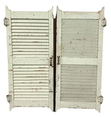 Persianas articuladas de porta francesa vintage antigas originais 21,5x51 - Imagem 1 de 4