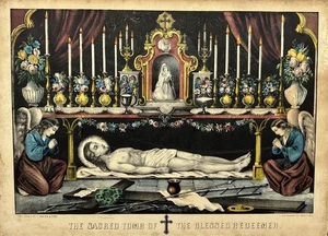 Antik Original Currier & Ives Das heilige Grab des seligen Erlösers Jesus - Bild 1 von 6