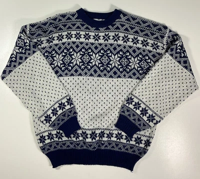 Suéter vintage puritano floco de neve tamanho G. inverno esqui ilha justa vovô anos 80 - Imagem 1 de 4
