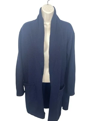 Cárdigan suéter largo TALBOTS para mujer grande azul marino frente abierto LEER Foto 1 de 4