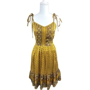 Ulla Johnson Clement Yellow Gold Silk High Low Midi Dress V-Neck Elegant Flowy - Picture 1 of 14